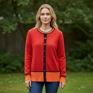 Banana Republic Issa London Red Colorblock Silk Blend Cardigan XS 558768-02